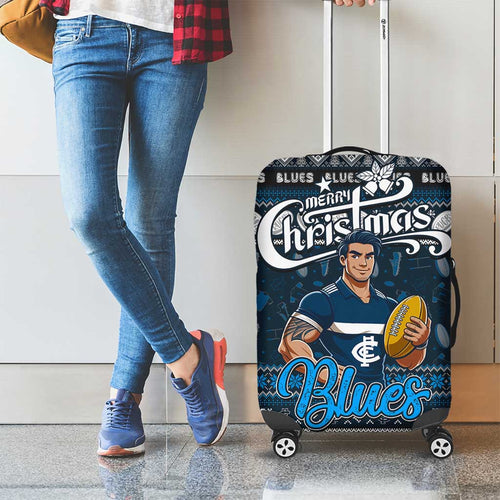 Blues Football Xmas Luggage Cover Australia AFL Mascot
