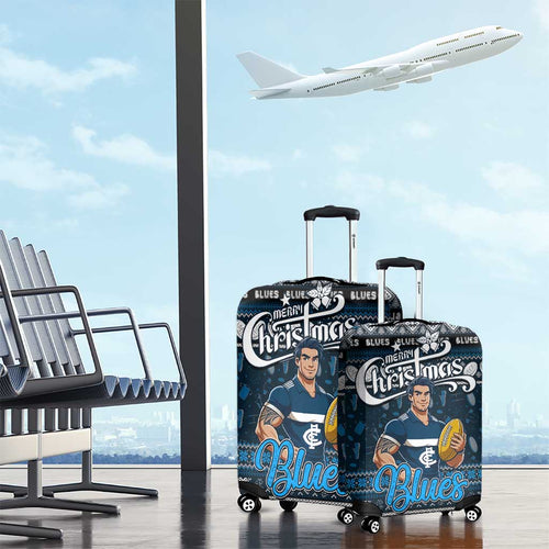 Blues Football Xmas Luggage Cover Australia AFL Mascot