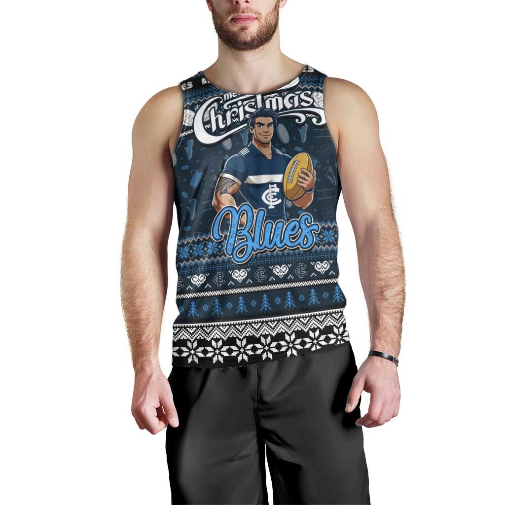 Personalized Blues Rugby Xmas Men Tank Top Australia AFL Mascot