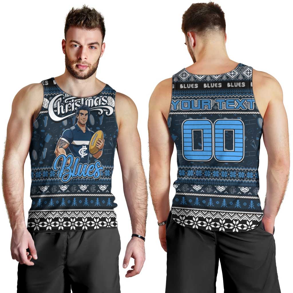 Personalized Blues Rugby Xmas Men Tank Top Australia AFL Mascot