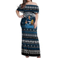 Personalized Blues Rugby Xmas Off Shoulder Maxi Dress Australia AFL Mascot