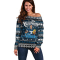 Personalized Blues Rugby Xmas Off Shoulder Sweater Australia AFL Mascot