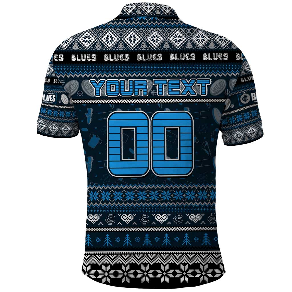 Personalized Blues Rugby Xmas Polo Shirt Australia AFL Mascot