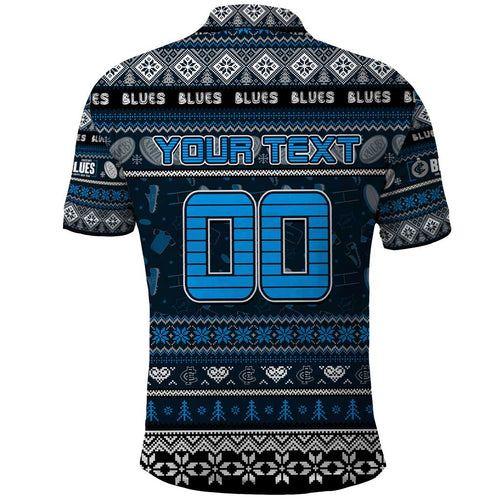 Personalized Blues Rugby Xmas Polo Shirt Australia AFL Mascot