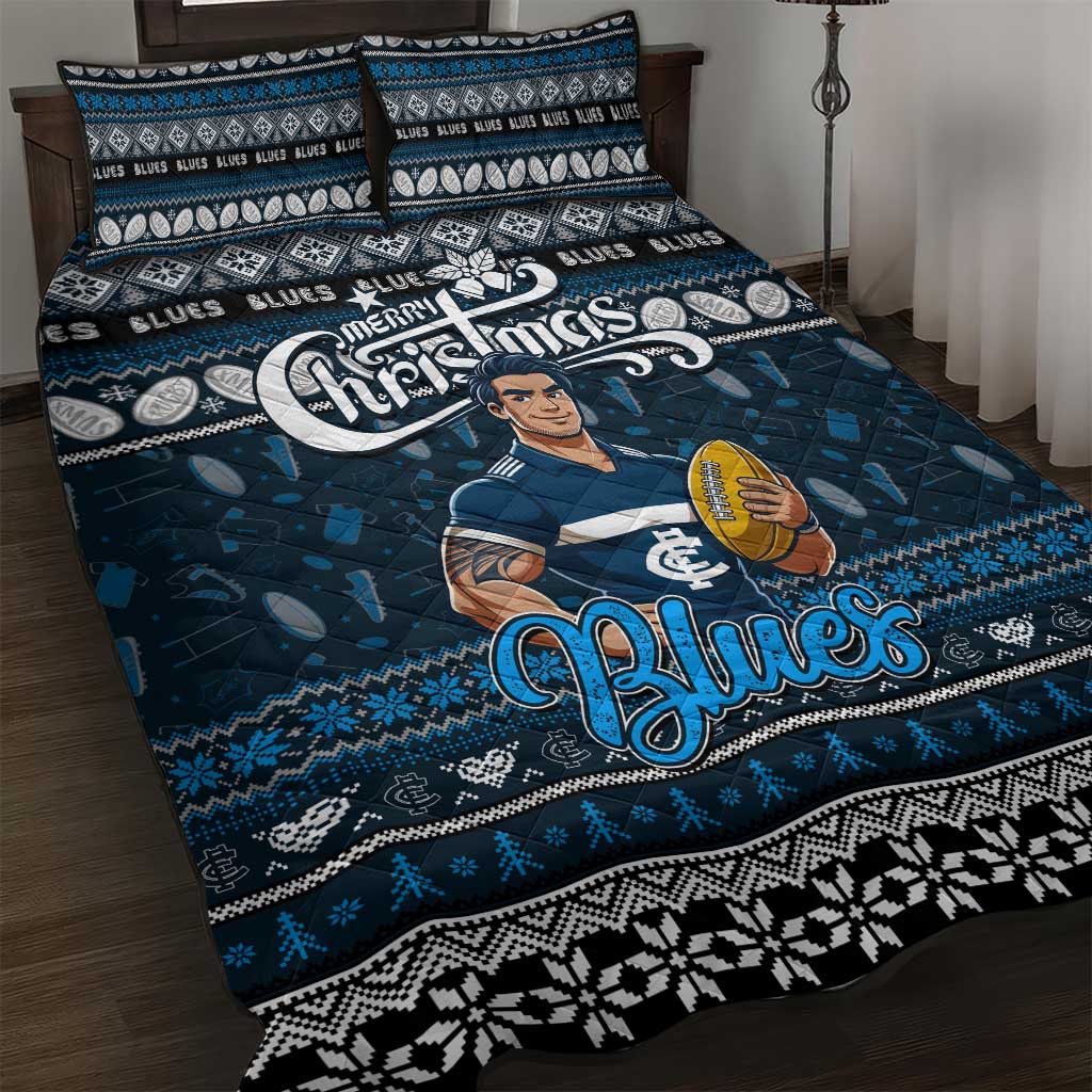 Blues Football Xmas Quilt Bed Set Australia AFL Mascot
