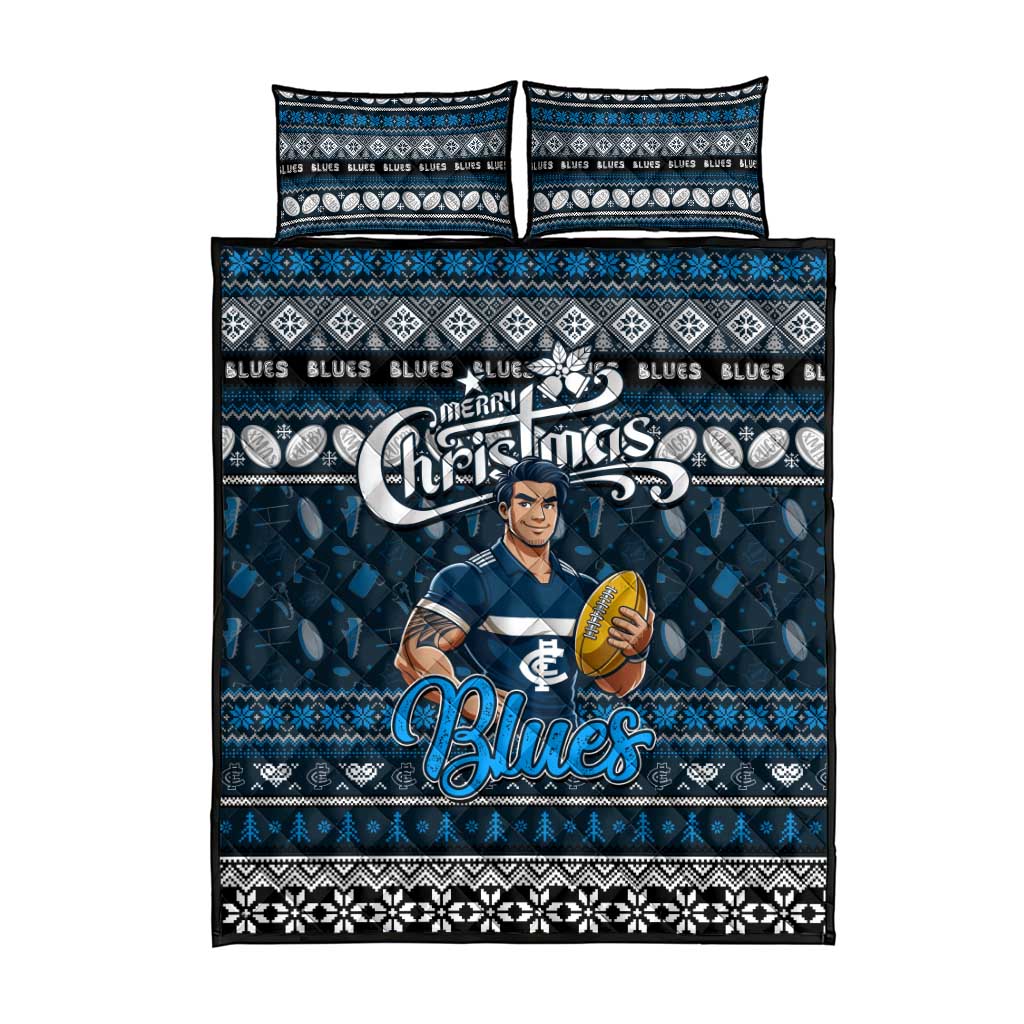 Blues Football Xmas Quilt Bed Set Australia AFL Mascot