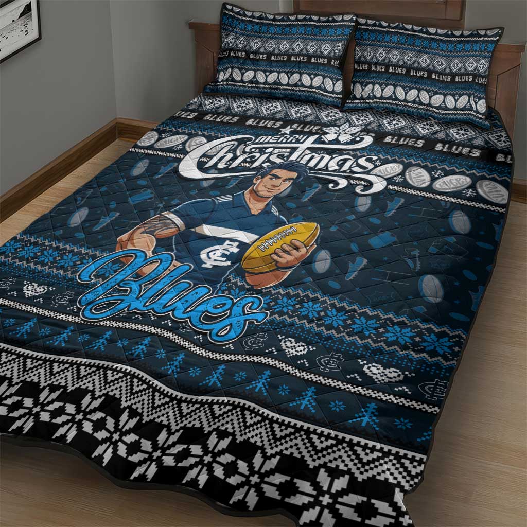 Blues Football Xmas Quilt Bed Set Australia AFL Mascot