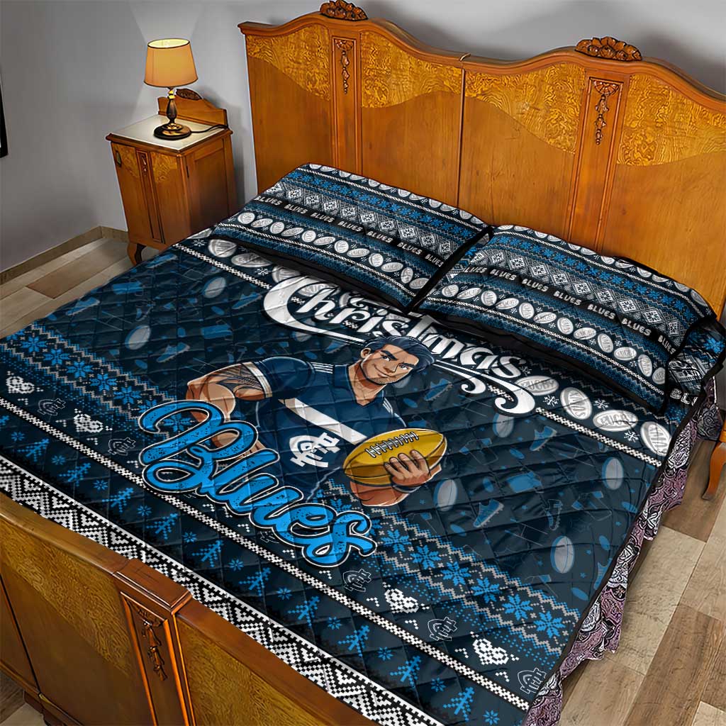 Blues Football Xmas Quilt Bed Set Australia AFL Mascot