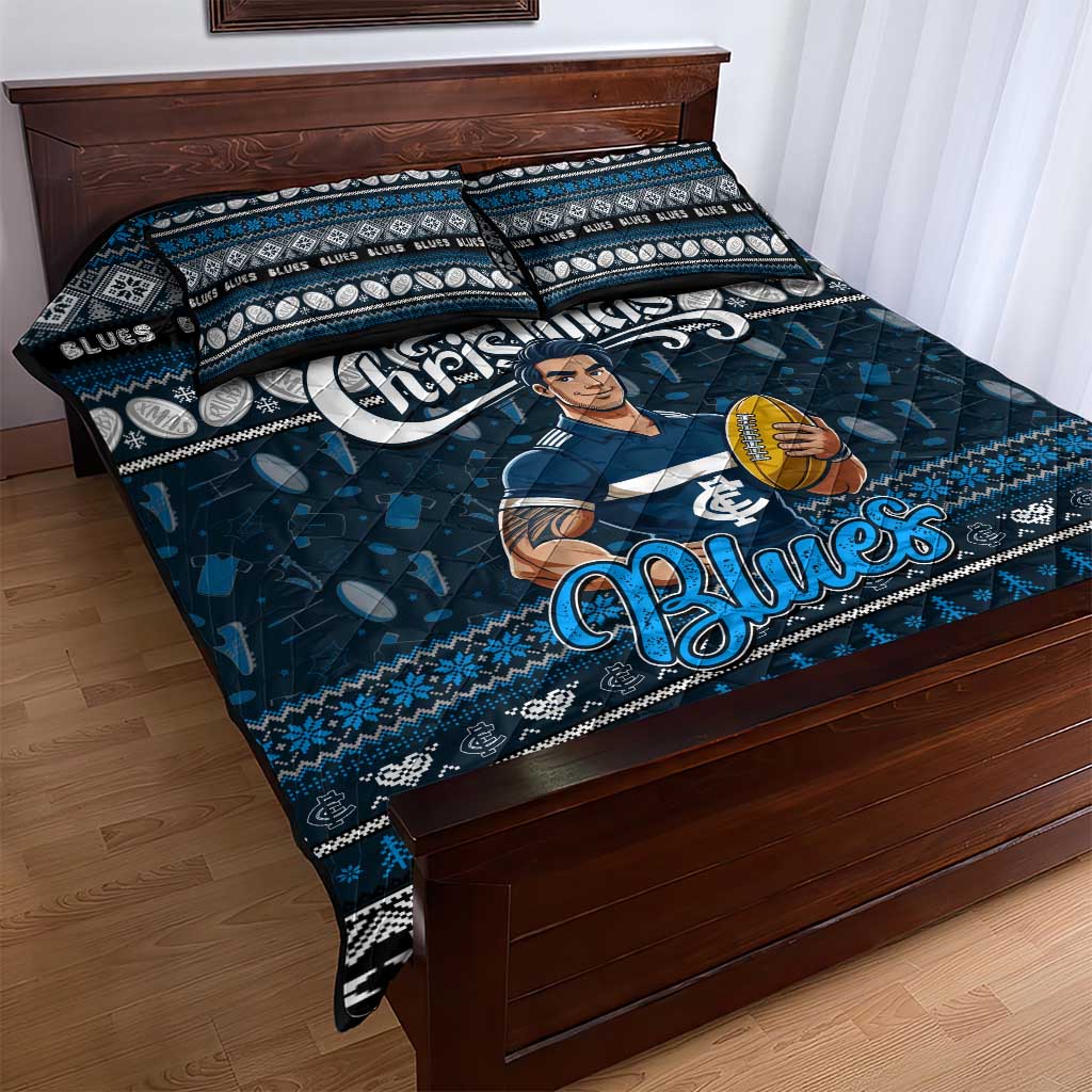 Blues Football Xmas Quilt Bed Set Australia AFL Mascot