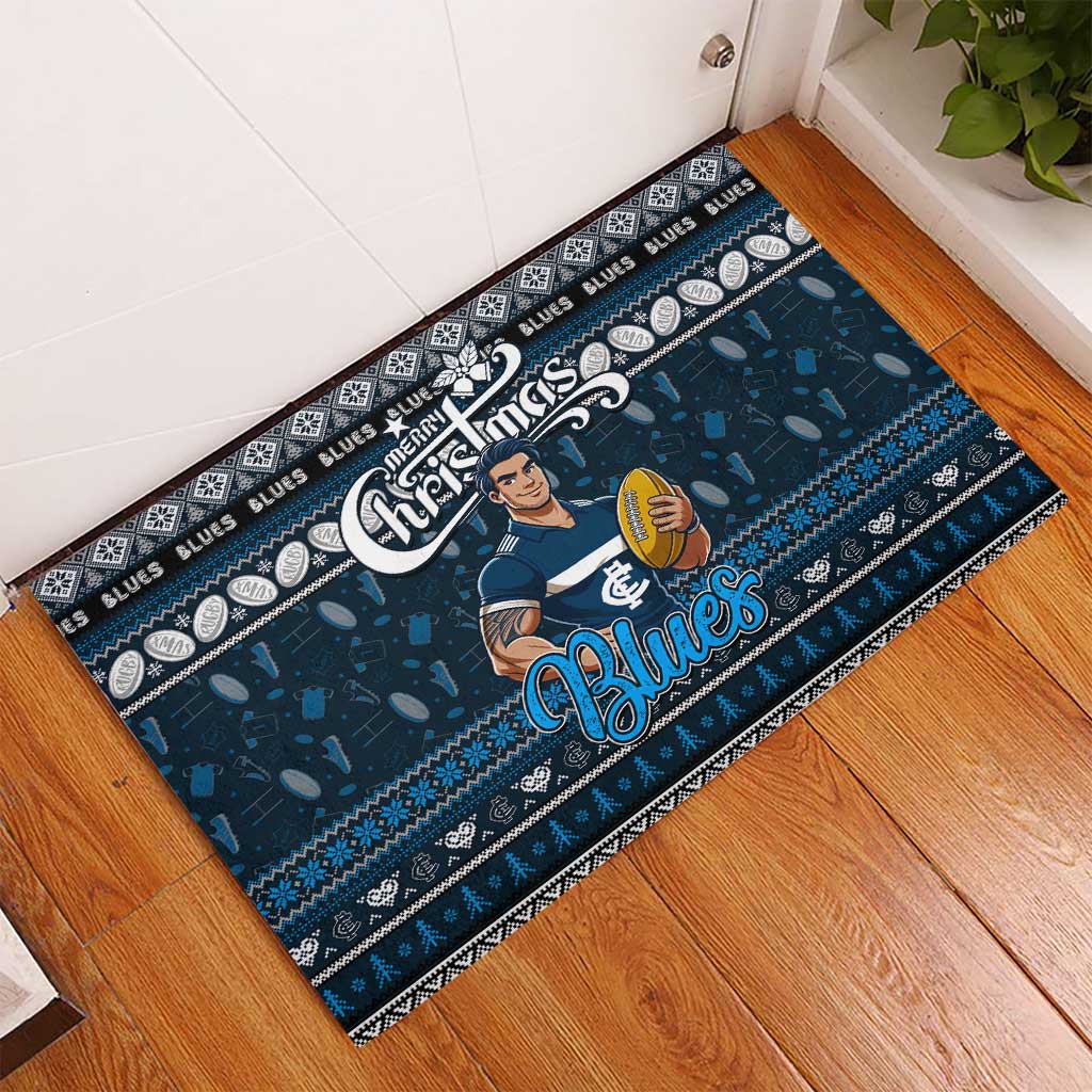 Blues Football Xmas Rubber Doormat Australia AFL Mascot