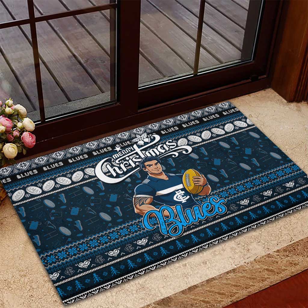 Blues Football Xmas Rubber Doormat Australia AFL Mascot