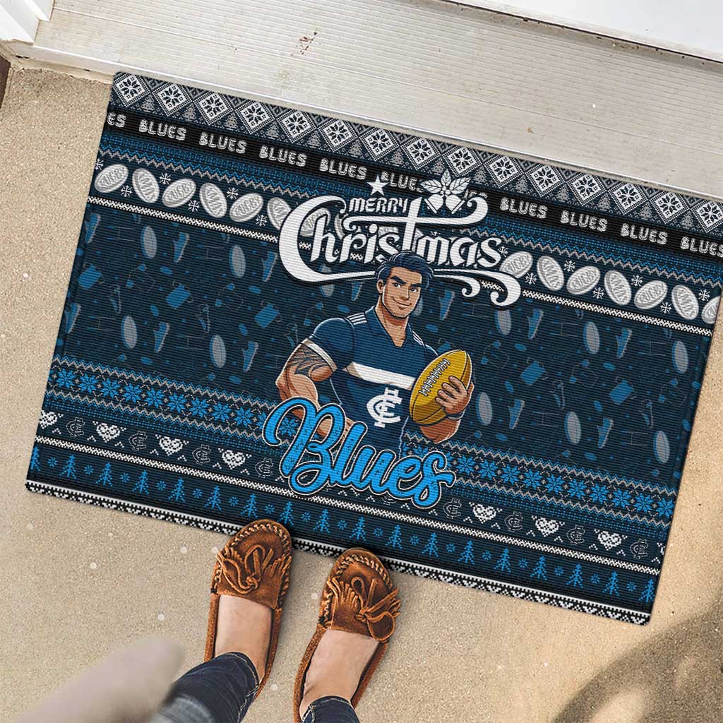 Blues Football Xmas Rubber Doormat Australia AFL Mascot