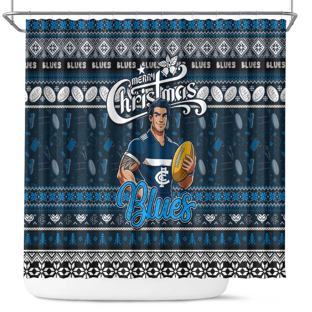 Blues Football Xmas Shower Curtain Australia AFL Mascot