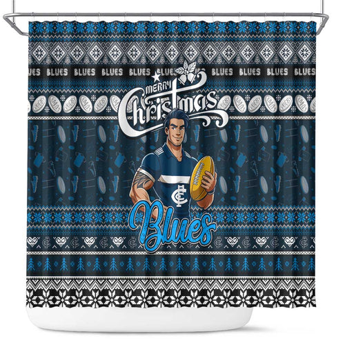 Blues Football Xmas Shower Curtain Australia AFL Mascot