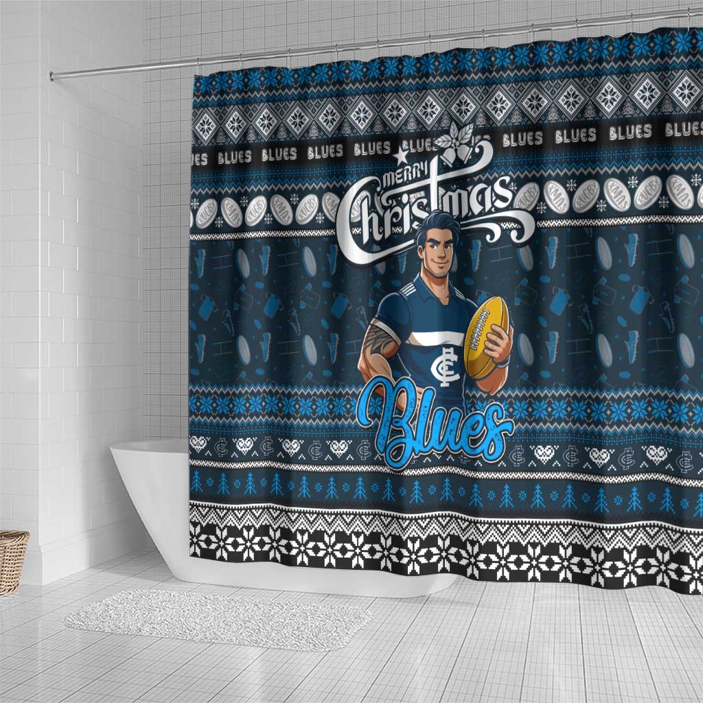 Blues Football Xmas Shower Curtain Australia AFL Mascot