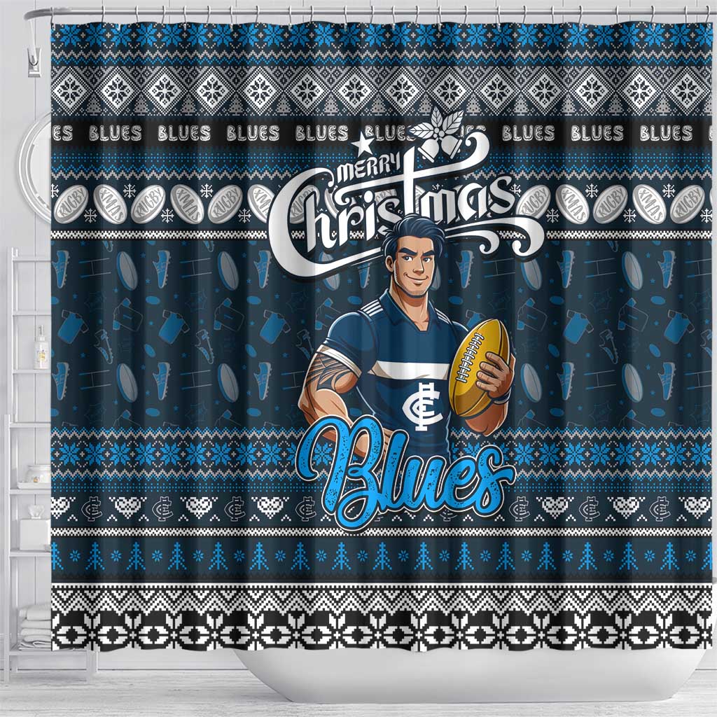 Blues Football Xmas Shower Curtain Australia AFL Mascot