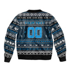 Personalized Blues Rugby Xmas Sleeve Zip Bomber Jacket Australia AFL Mascot