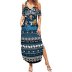 Personalized Blues Rugby Xmas Summer Maxi Dress Australia AFL Mascot