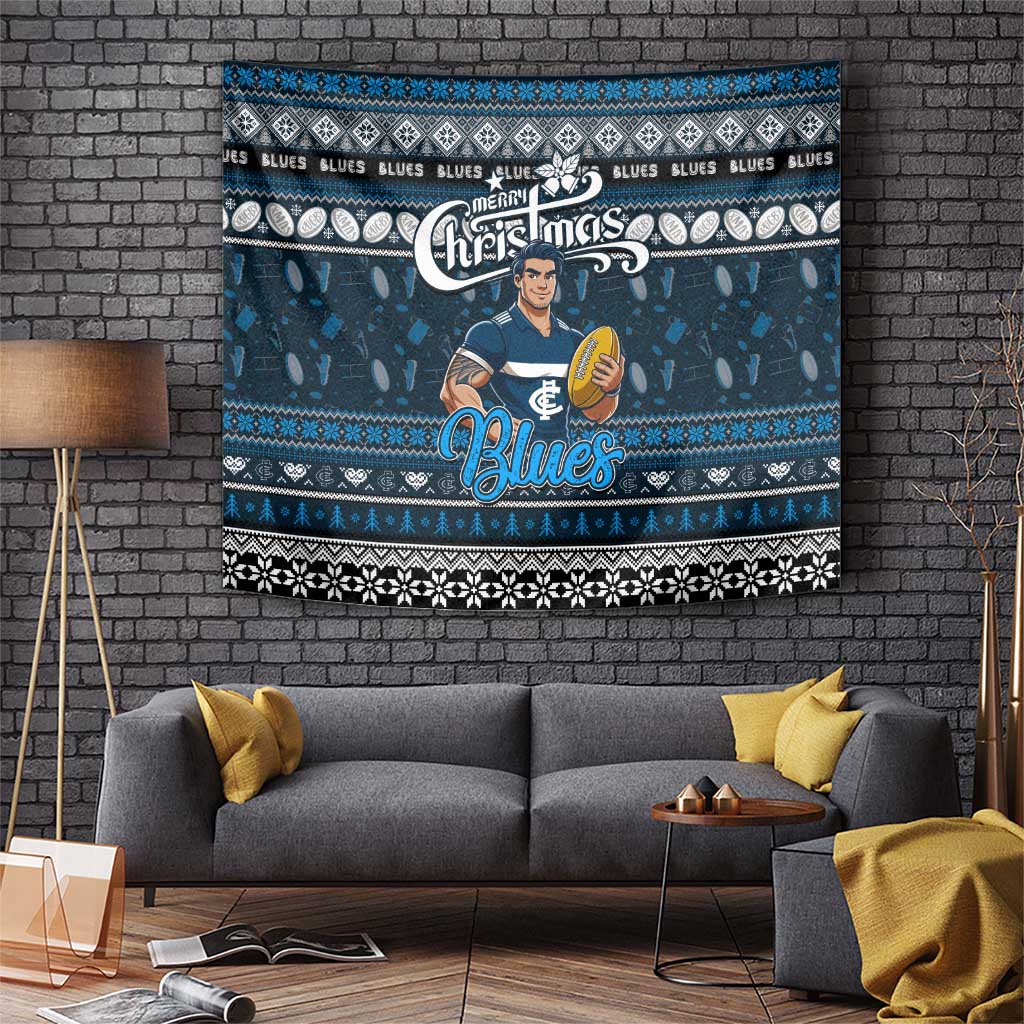 Blues Football Xmas Tapestry Australia AFL Mascot