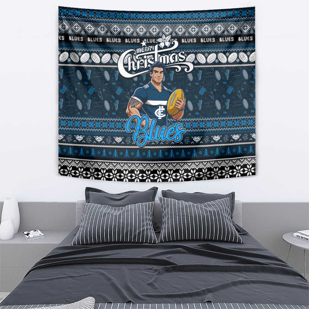 Blues Football Xmas Tapestry Australia AFL Mascot