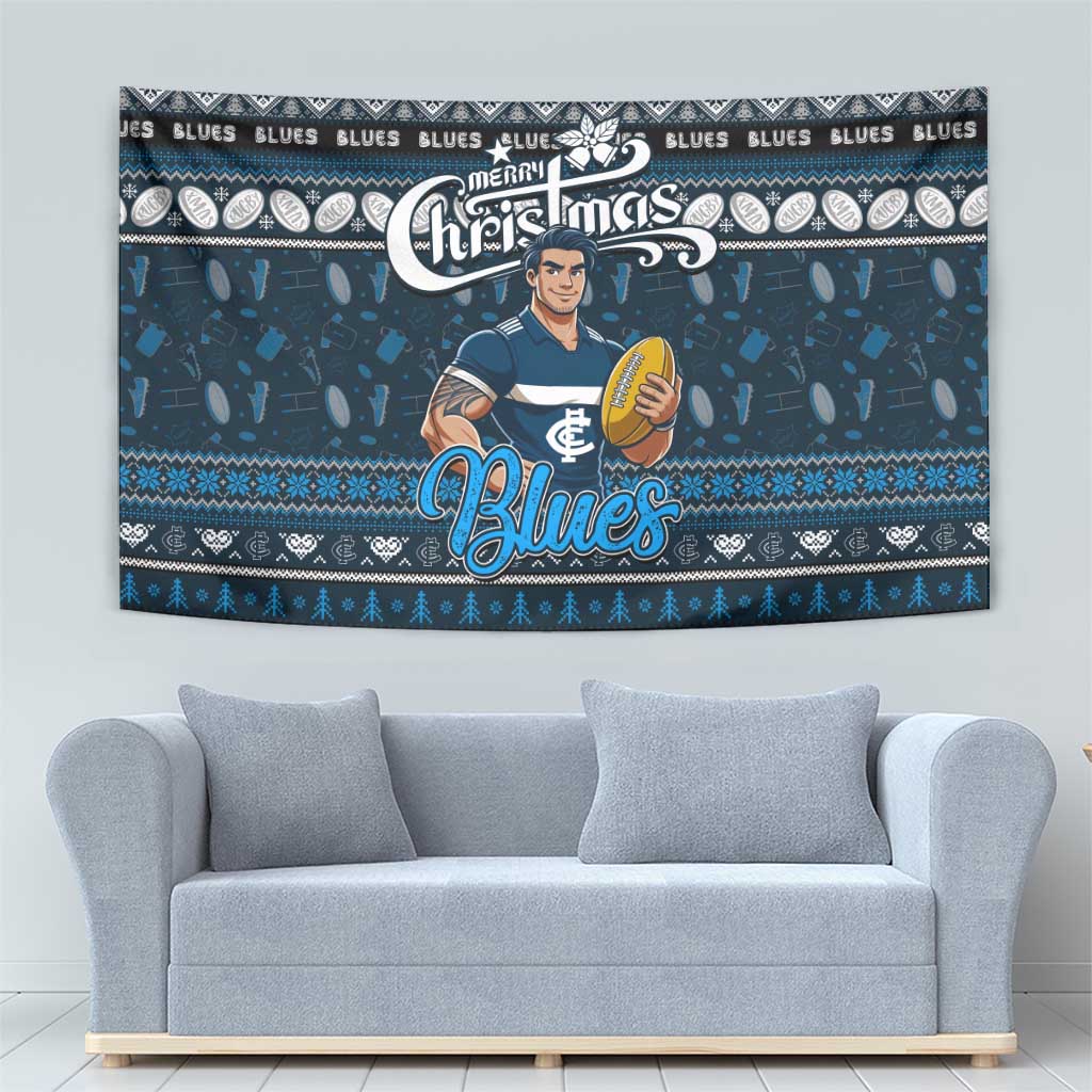 Blues Football Xmas Tapestry Australia AFL Mascot