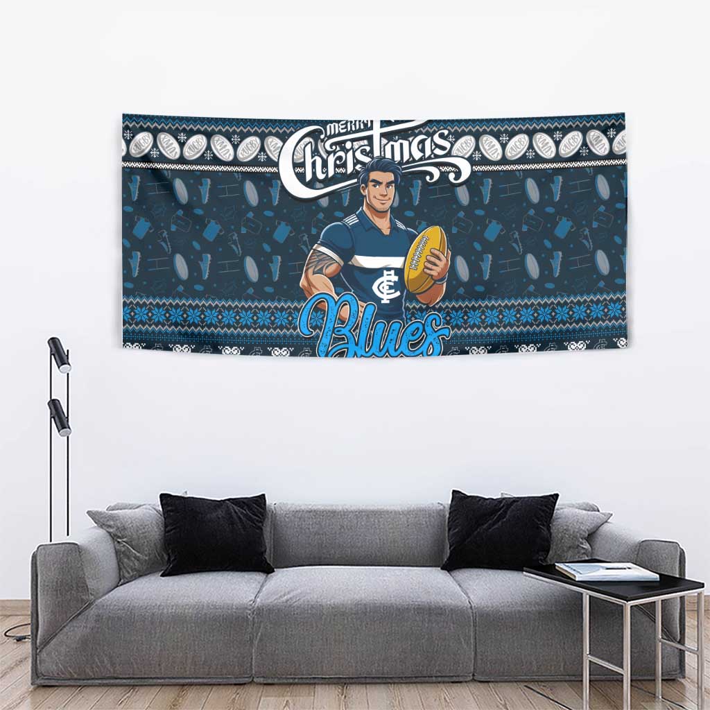 Blues Football Xmas Tapestry Australia AFL Mascot