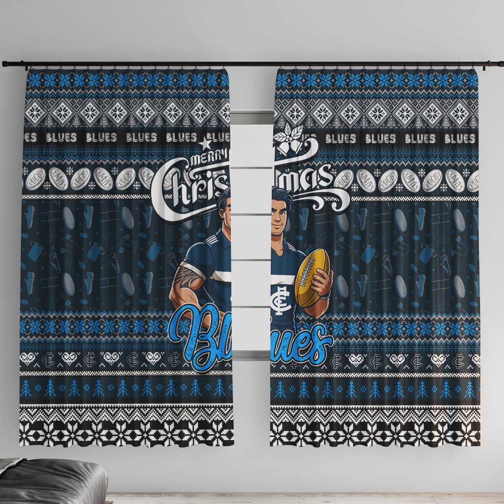 Blues Football Xmas Window Curtain Australia AFL Mascot