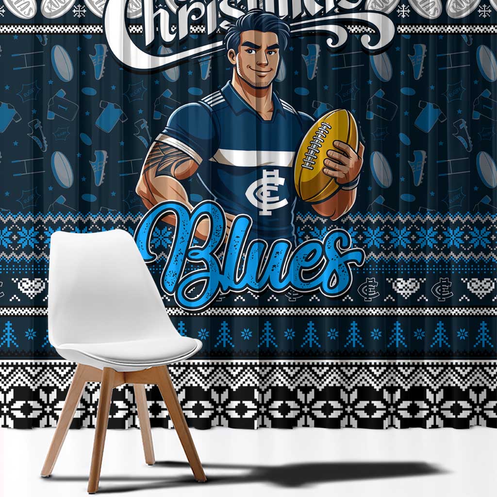 Blues Football Xmas Window Curtain Australia AFL Mascot