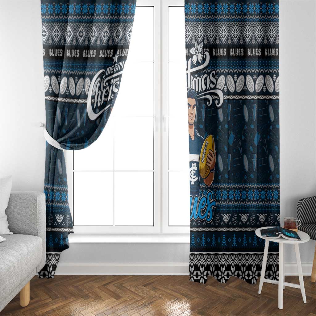 Blues Football Xmas Window Curtain Australia AFL Mascot