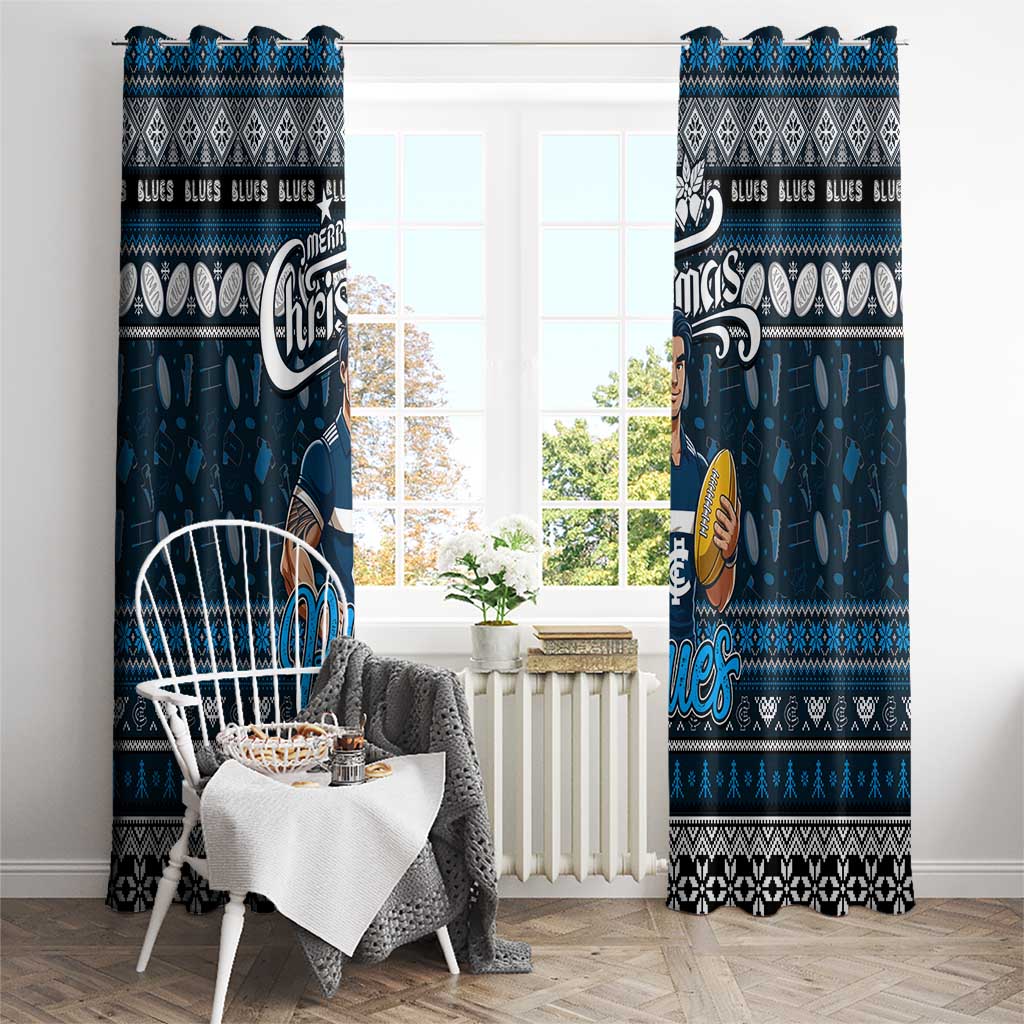 Blues Football Xmas Window Curtain Australia AFL Mascot