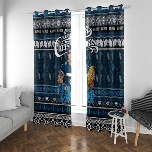 Blues Football Xmas Window Curtain Australia AFL Mascot