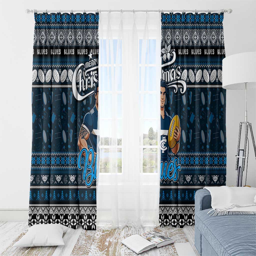 Blues Football Xmas Window Curtain Australia AFL Mascot