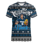 Personalized Blues Rugby Xmas Women V-Neck T-Shirt Australia AFL Mascot