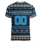 Personalized Blues Rugby Xmas Women V-Neck T-Shirt Australia AFL Mascot