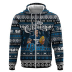 Personalized Blues Rugby Xmas Zip Hoodie Australia AFL Mascot