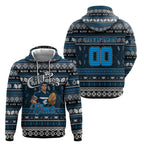Personalized Blues Rugby Xmas Zip Hoodie Australia AFL Mascot