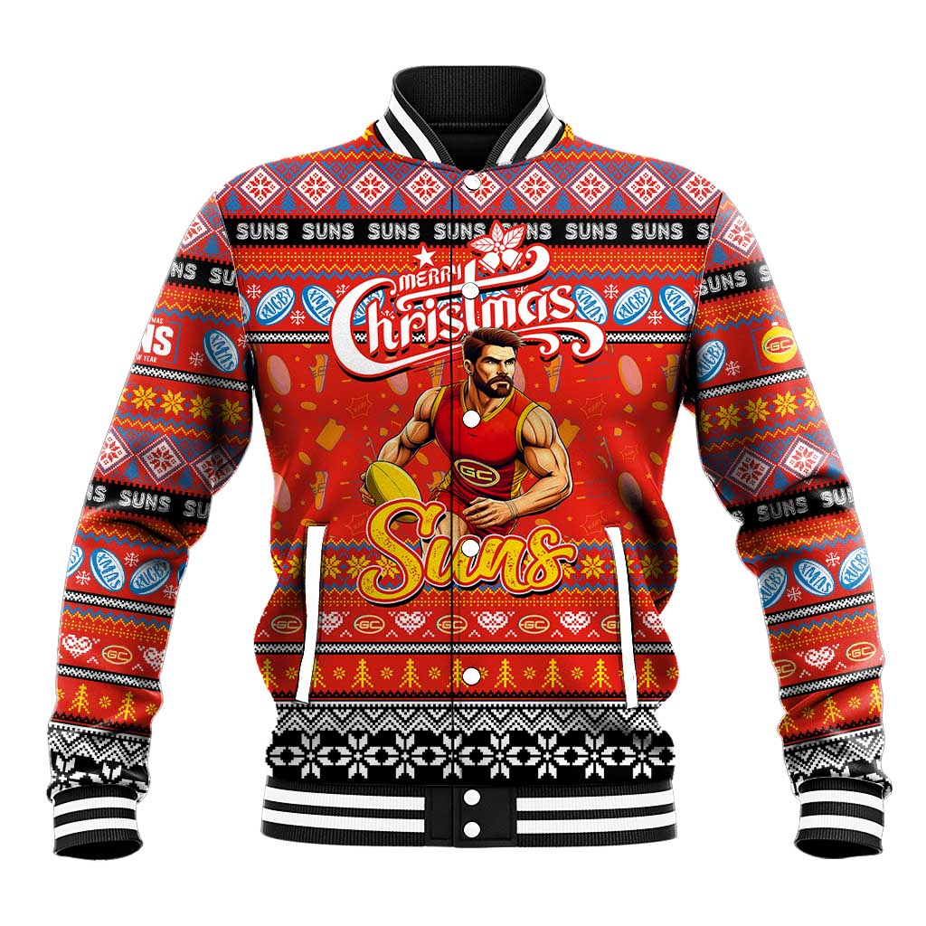 Personalized Suns Rugby Xmas Baseball Jacket Australia AFL Mascot
