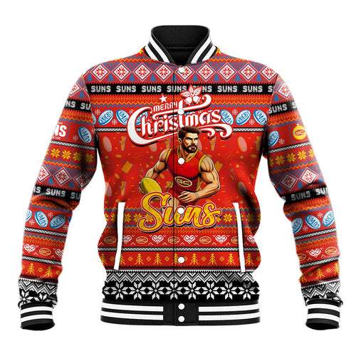 Personalized Suns Rugby Xmas Baseball Jacket Australia AFL Mascot