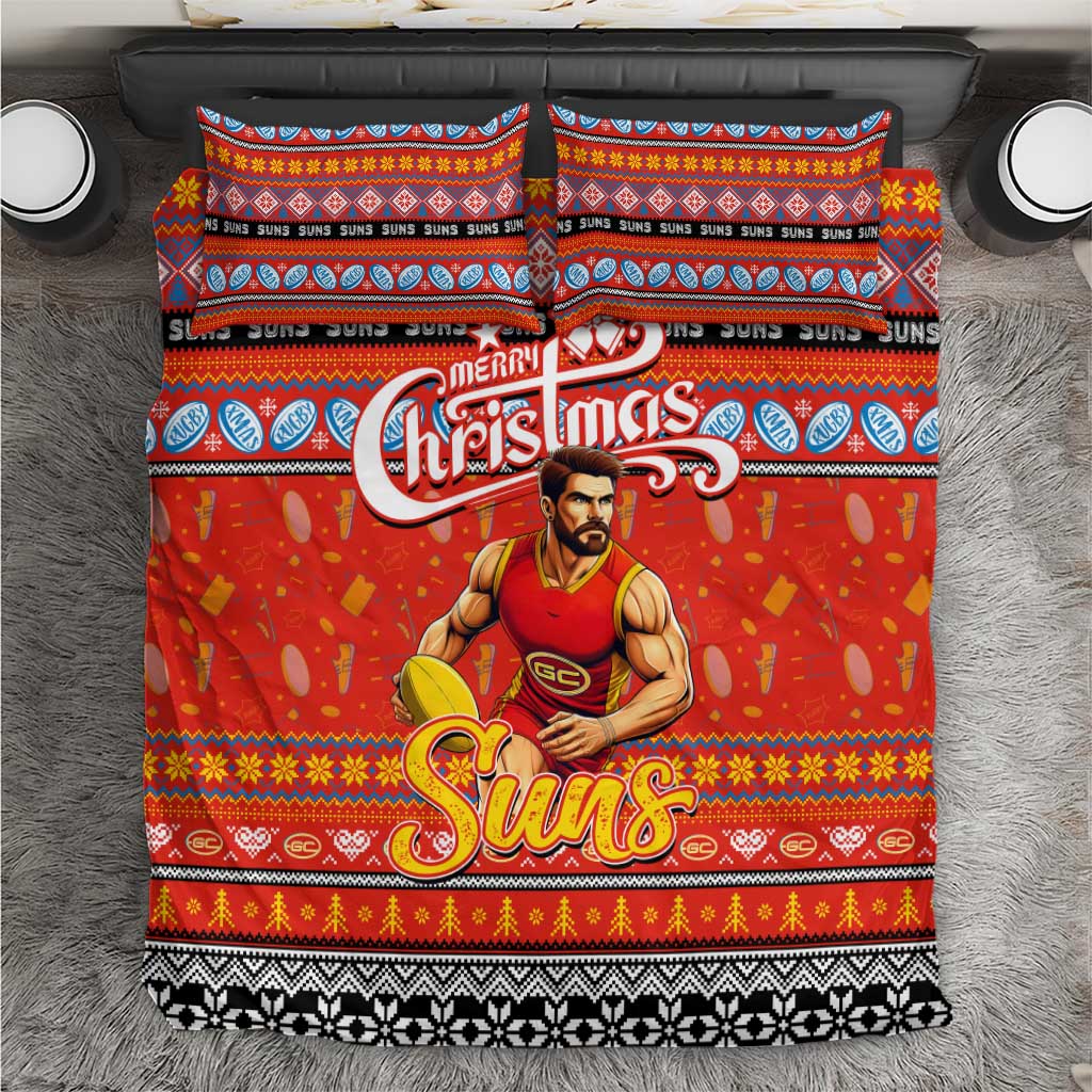 Suns Football Xmas Bedding Set Australia AFL Mascot