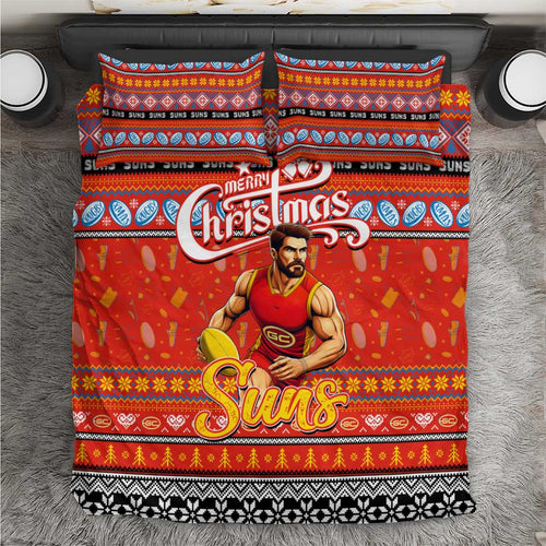 Suns Football Xmas Bedding Set Australia AFL Mascot