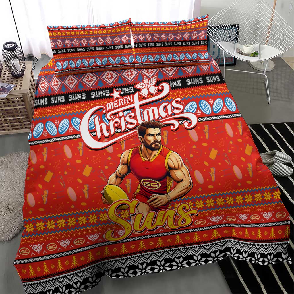Suns Football Xmas Bedding Set Australia AFL Mascot