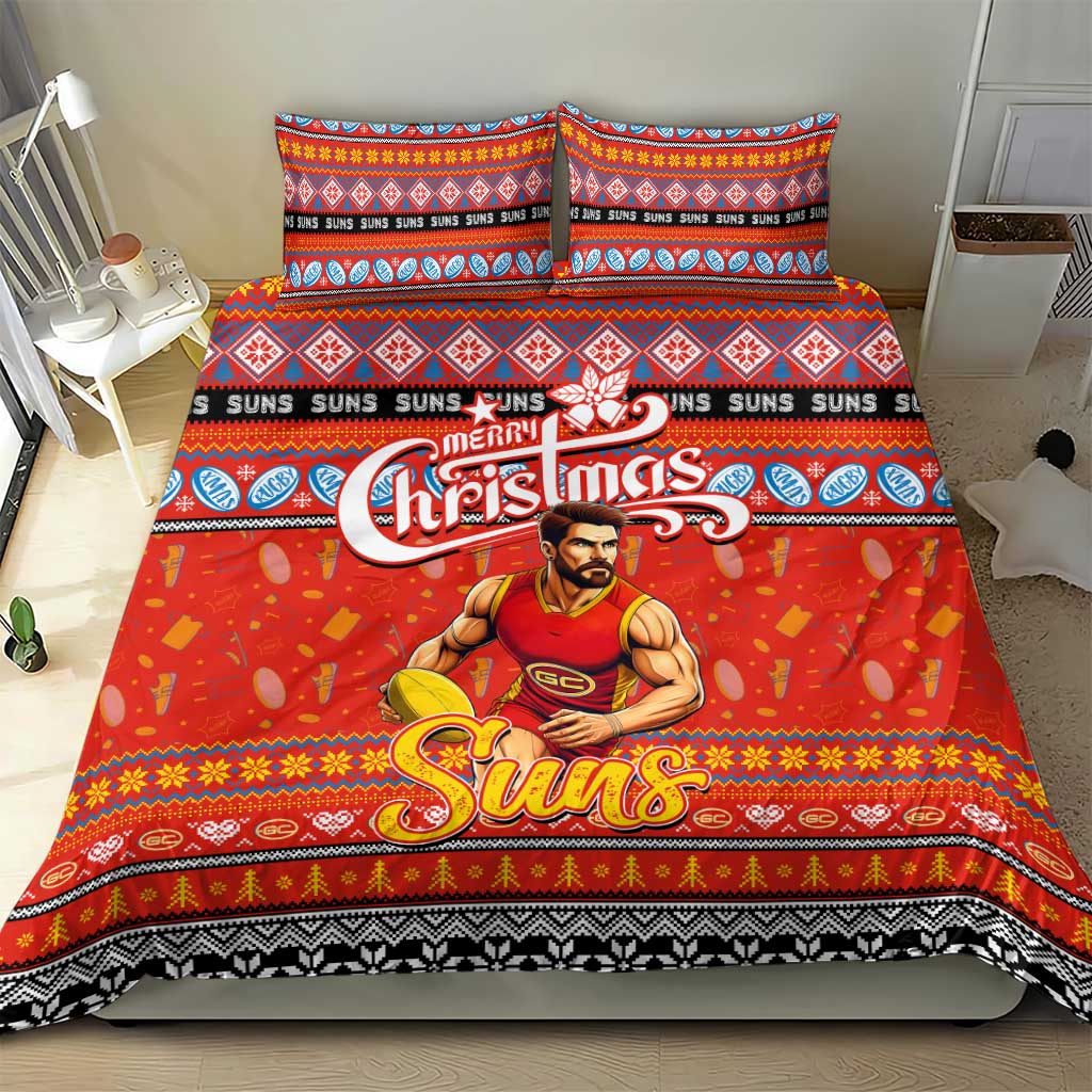 Suns Football Xmas Bedding Set Australia AFL Mascot