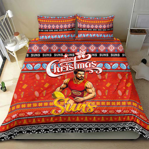 Suns Football Xmas Bedding Set Australia AFL Mascot