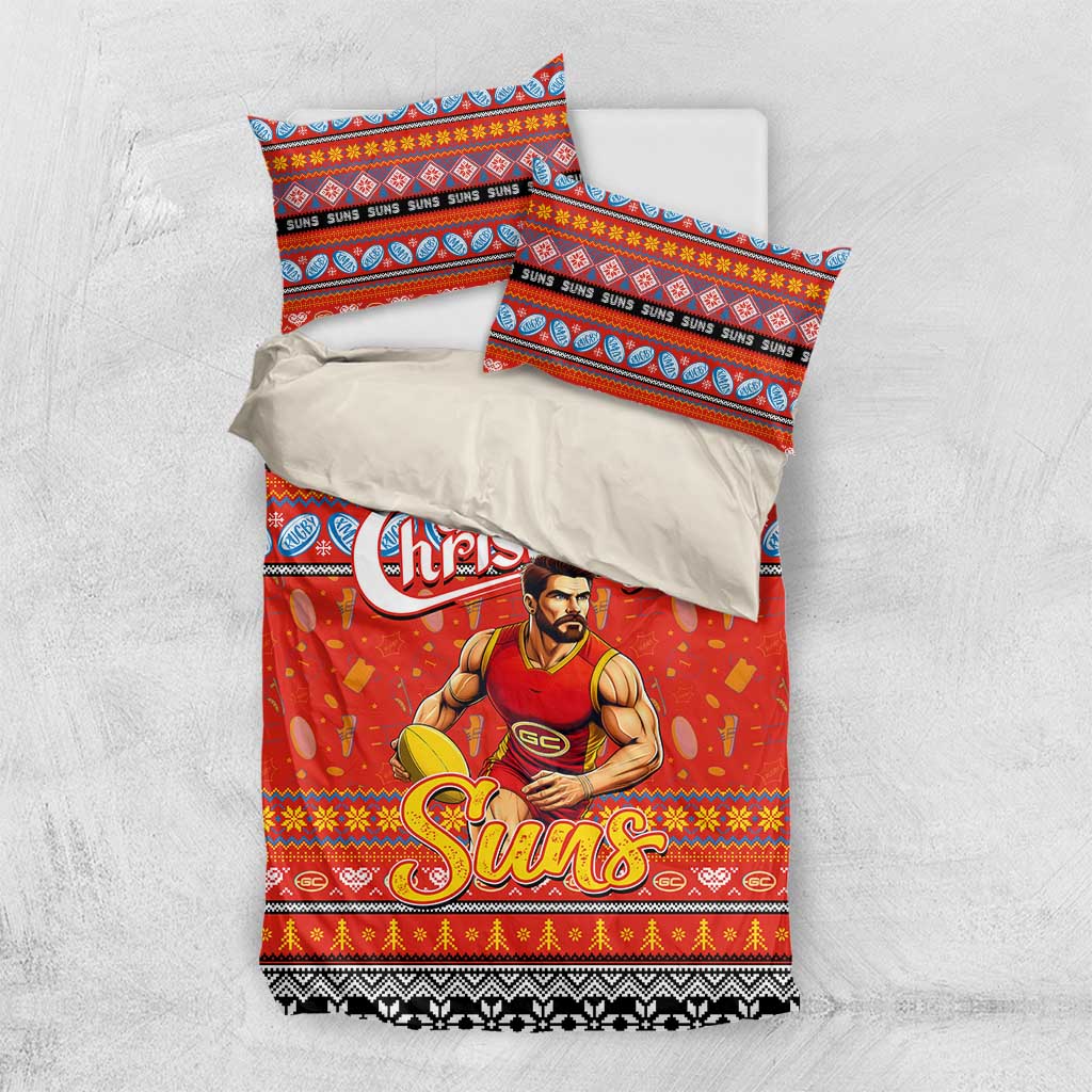 Suns Football Xmas Bedding Set Australia AFL Mascot