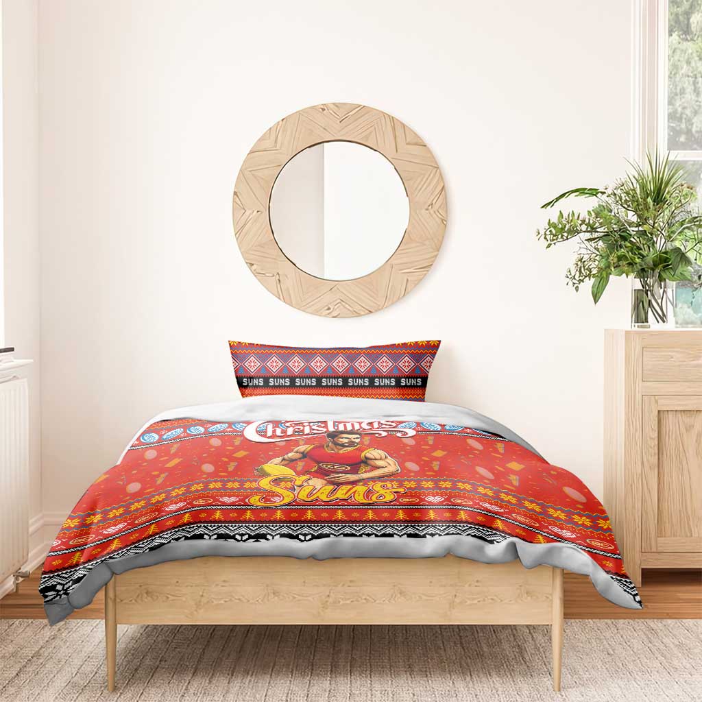 Suns Football Xmas Bedding Set Australia AFL Mascot