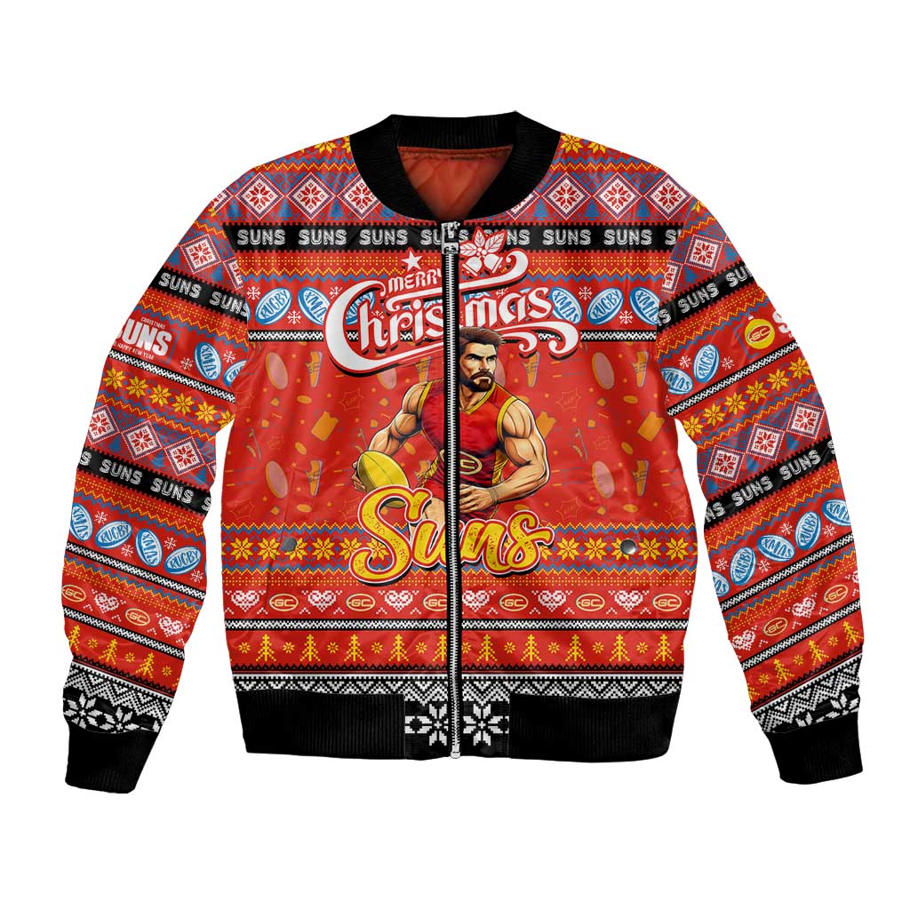 Personalized Suns Rugby Xmas Bomber Jacket Australia AFL Mascot