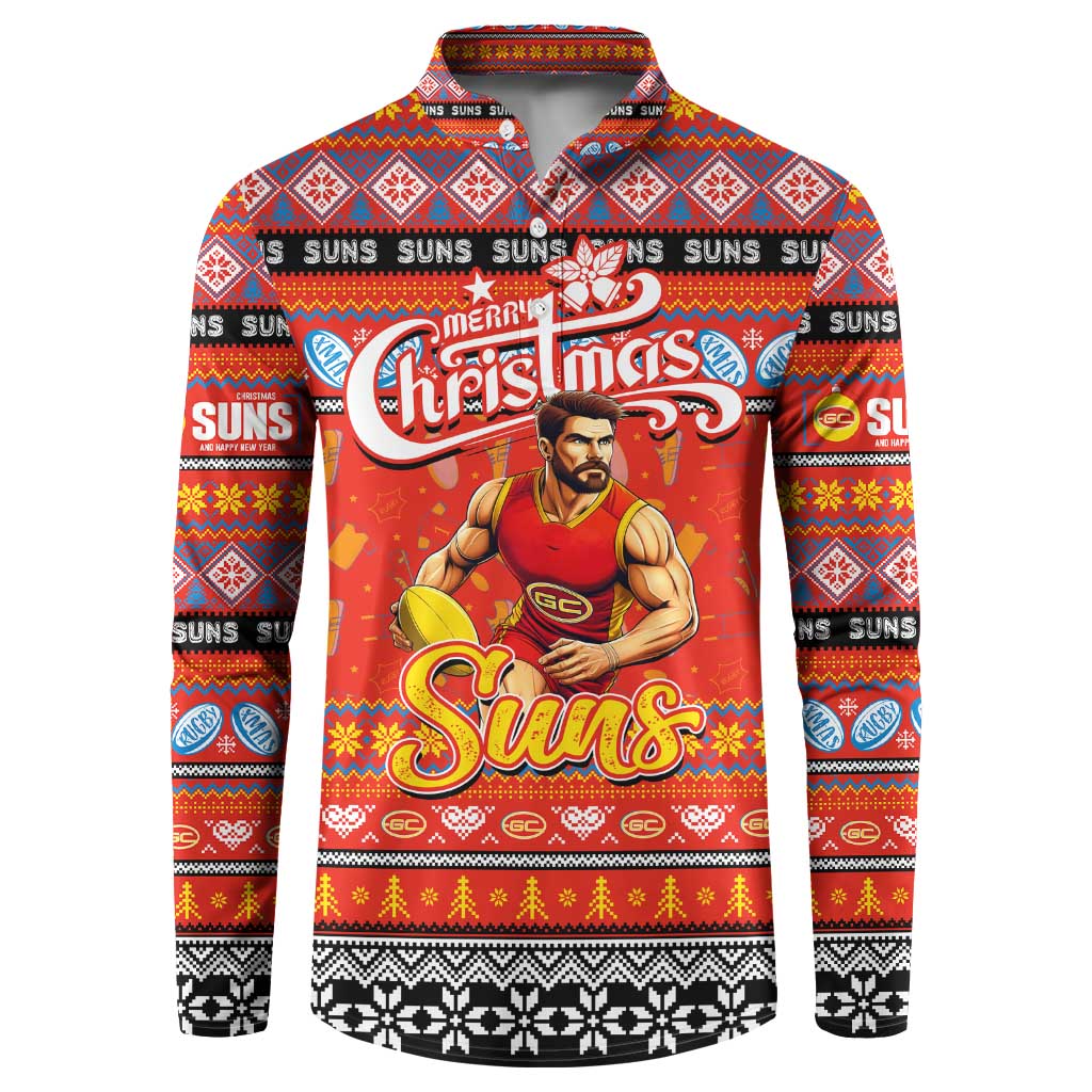 Personalized Suns Rugby Xmas Button Sweatshirt Australia AFL Mascot
