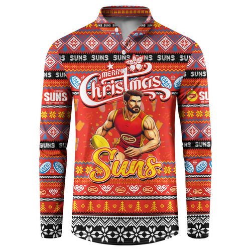 Personalized Suns Rugby Xmas Button Sweatshirt Australia AFL Mascot
