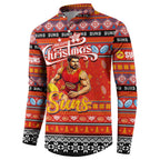 Personalized Suns Rugby Xmas Button Sweatshirt Australia AFL Mascot