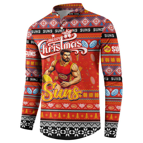 Personalized Suns Rugby Xmas Button Sweatshirt Australia AFL Mascot